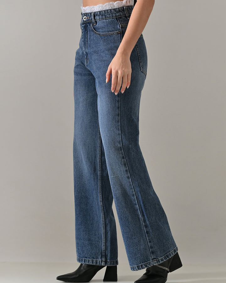 THORNE LACE WAISTBAND DENIM PANTS