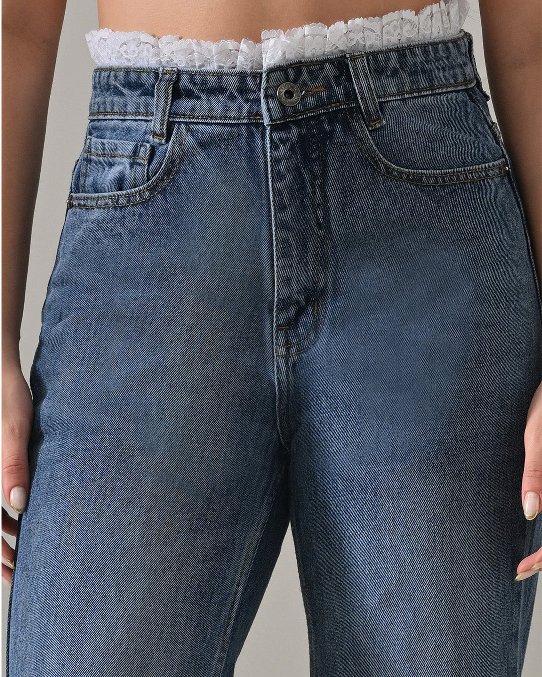 THORNE LACE WAISTBAND DENIM PANTS