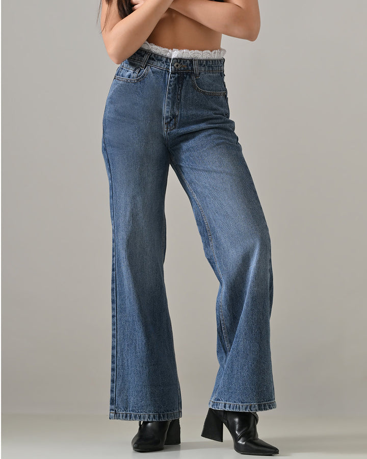 THORNE LACE WAISTBAND DENIM PANTS