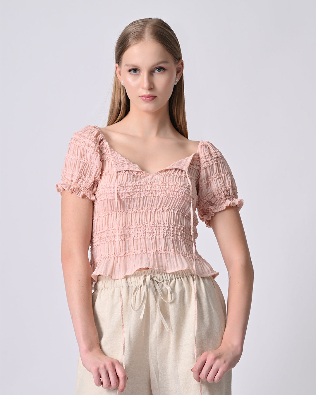 Fifi Smocked Georgette Top (Pink)