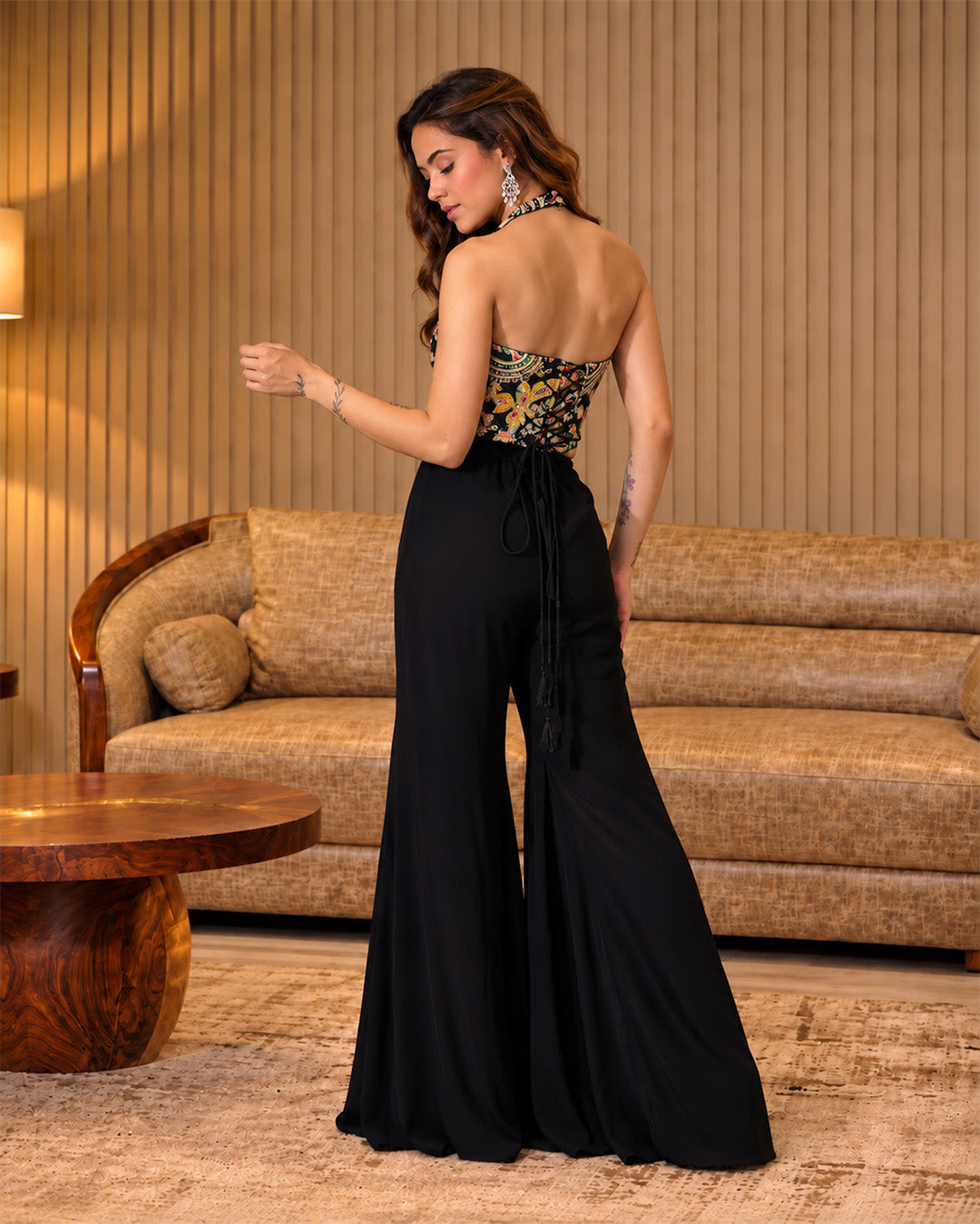 Kesha Indo-Western Crepe Sharara Set (Black)