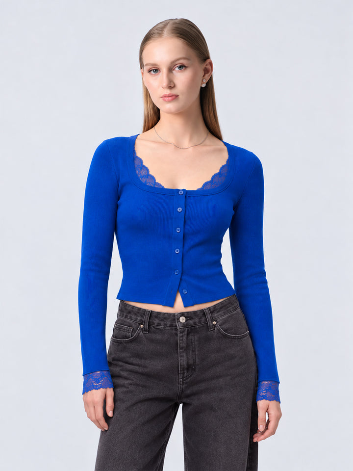 FLOE LACE TRIM TOP (BLUE)