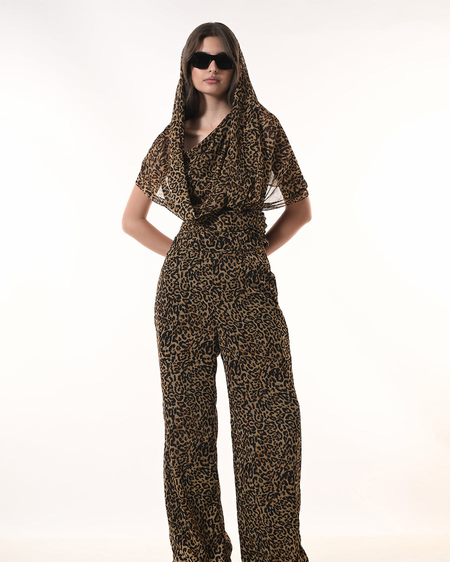 Mysha Leopard Print Co-Ord Set (Brown)