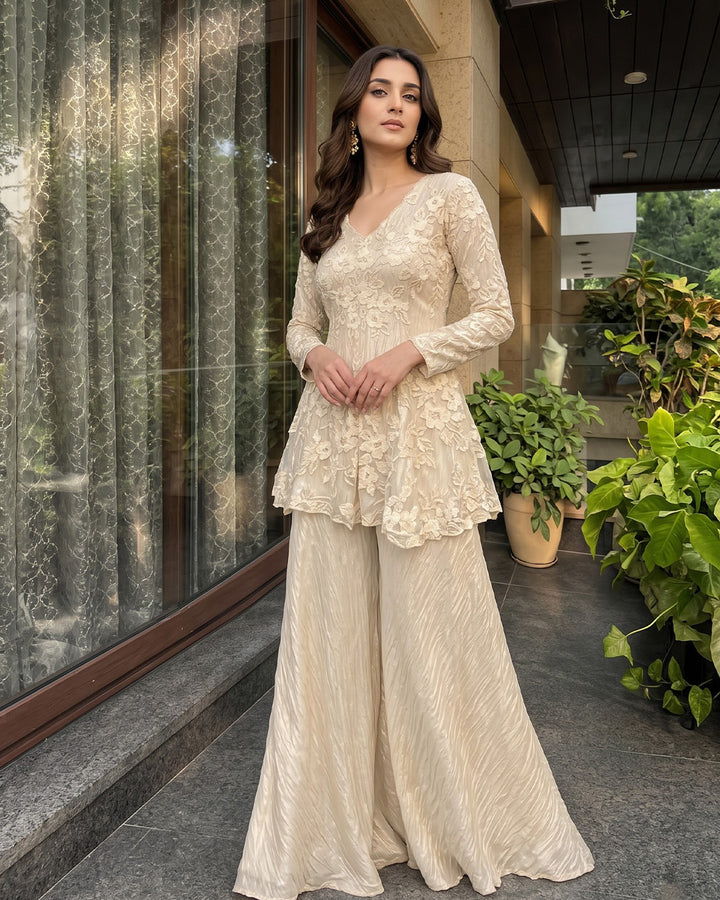 Suri, Sharara Indo western set (Champagne)