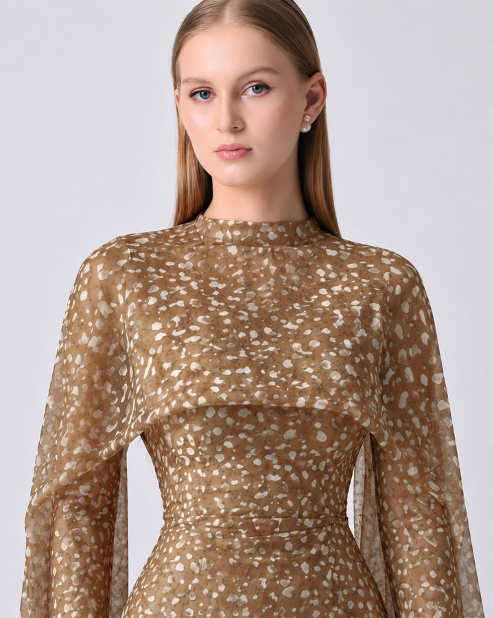 FAWN HAZELNUT PRINT BODYCON DRESS