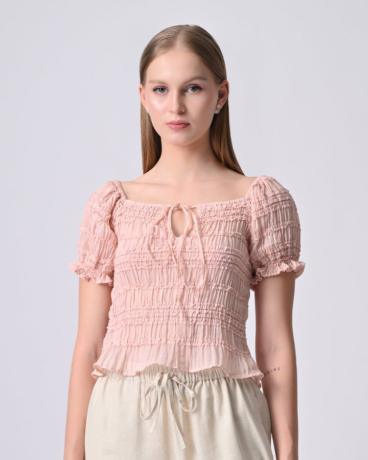 Fifi Smocked Georgette Top (Pink)
