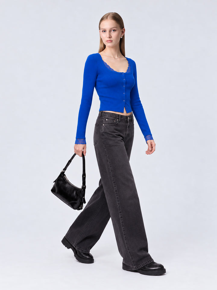 FLOE LACE TRIM TOP (BLUE)