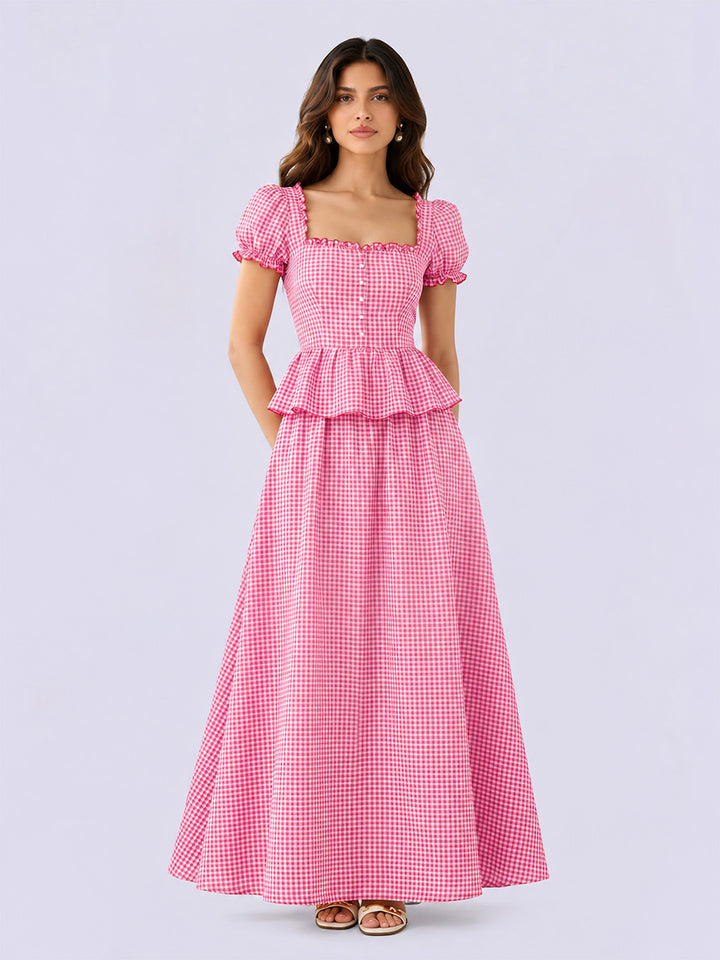 LUNABELLE Gingham Co-ord Set – Pink