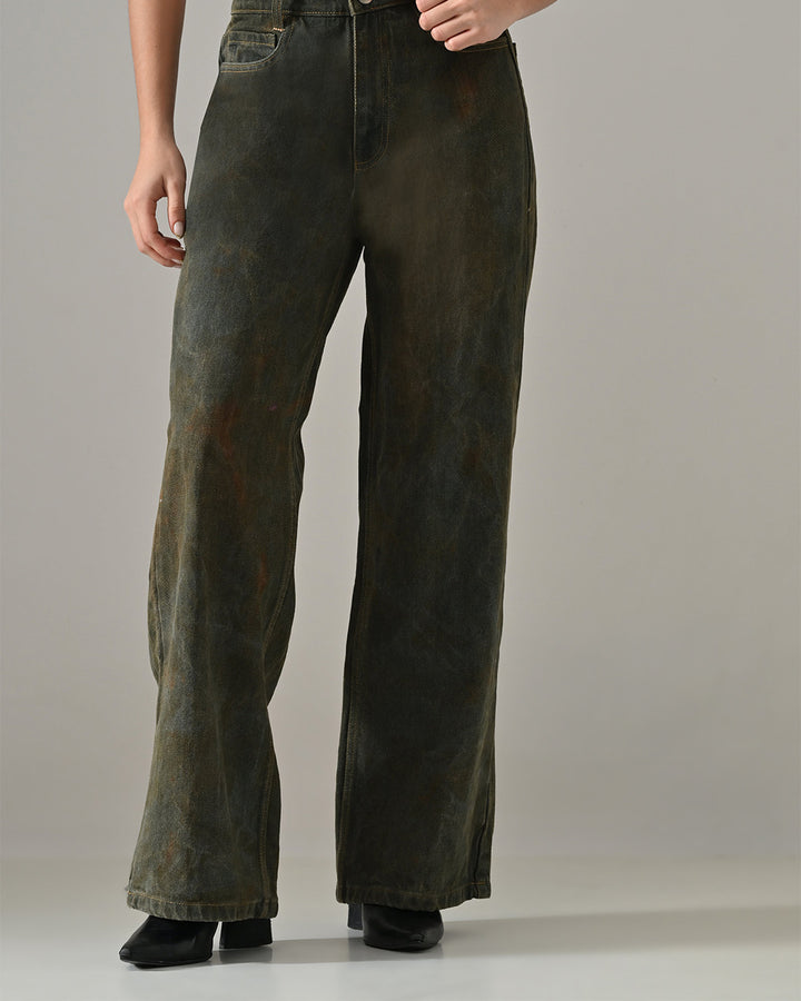 STONE WASH DENIM PANTS