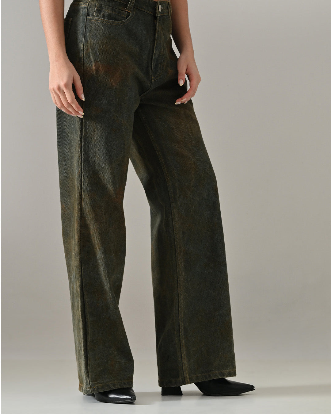 STONE WASH DENIM PANTS