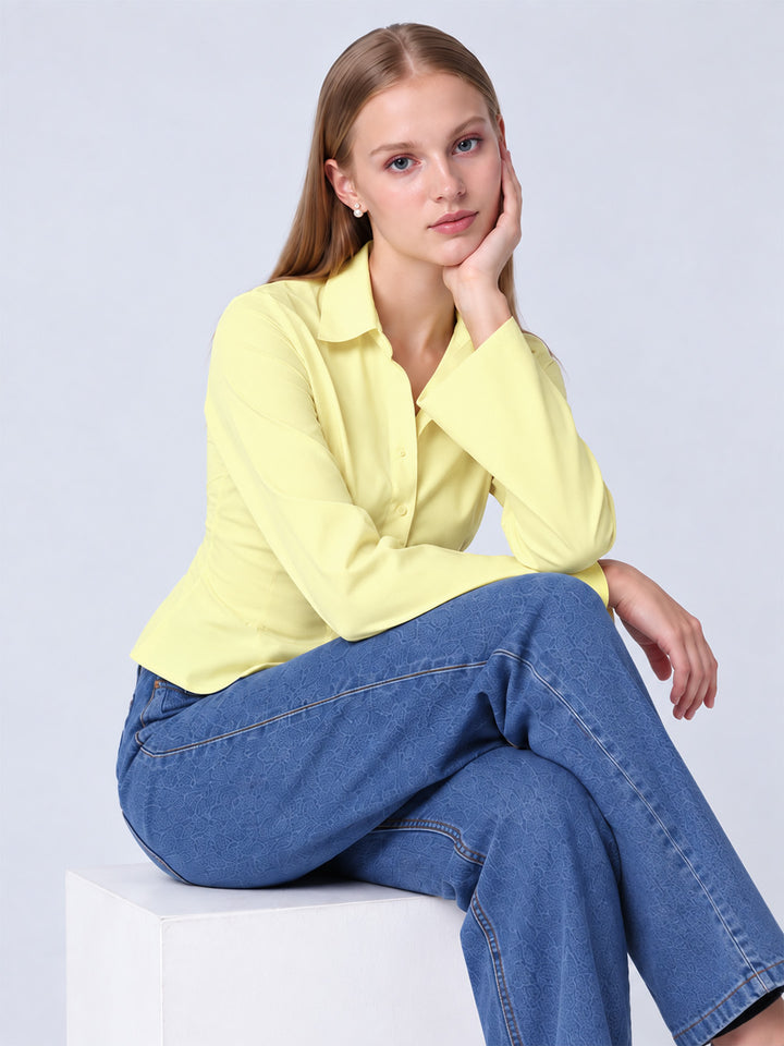 ZAYN Fitted Tie-Back Shirt Butter Yellow