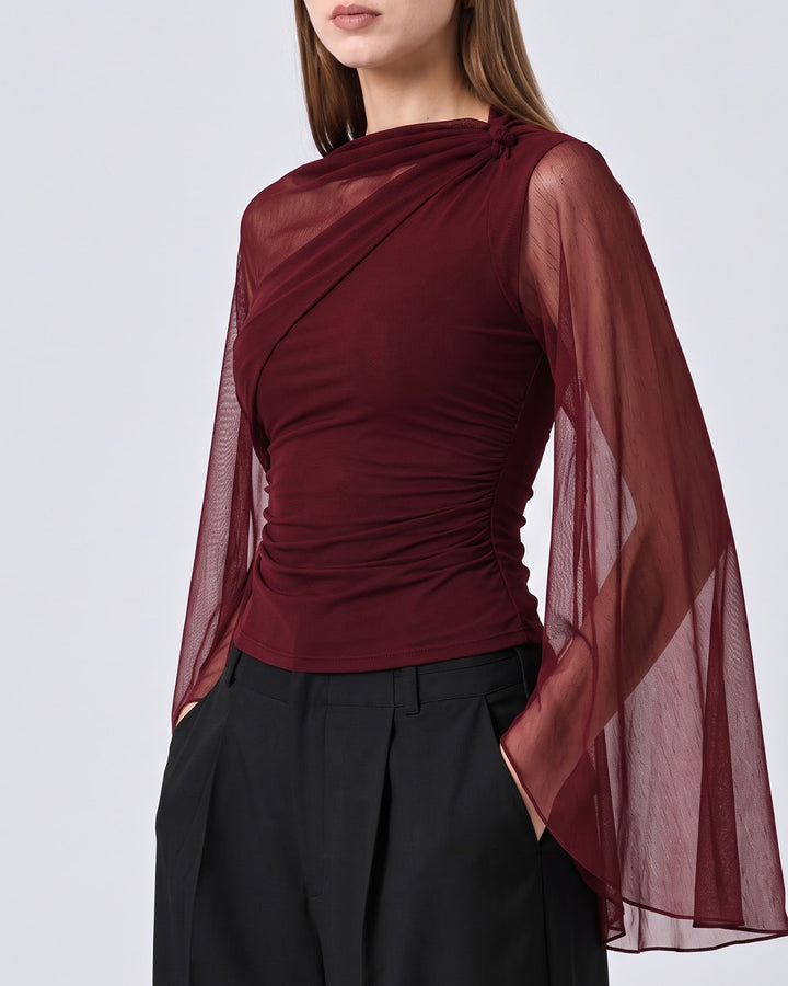 MAEVE Ruched Asymmetric Wine Top
