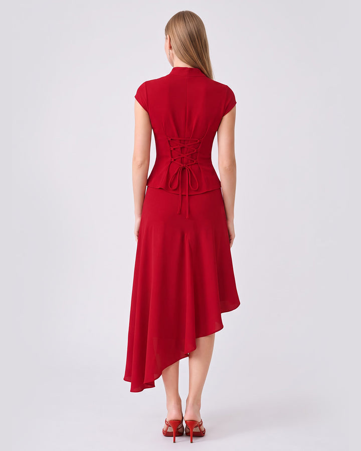 KATHERINE Red Asymmetrical Co-ord Set