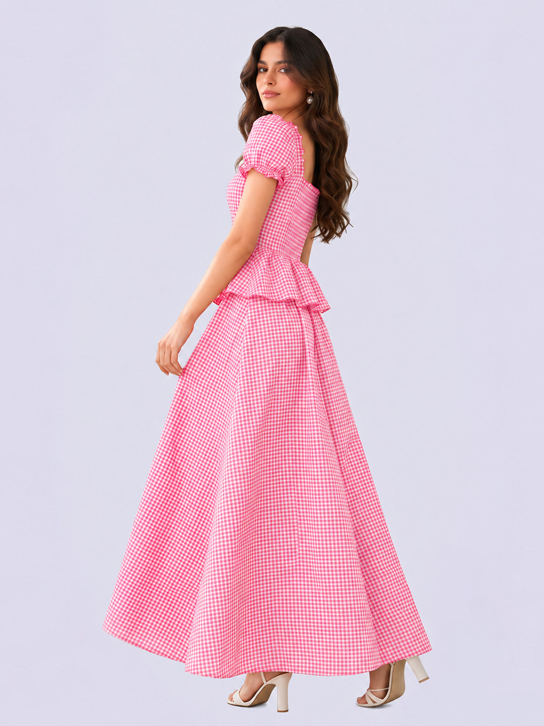 LUNABELLE Gingham Co-ord Set – Pink