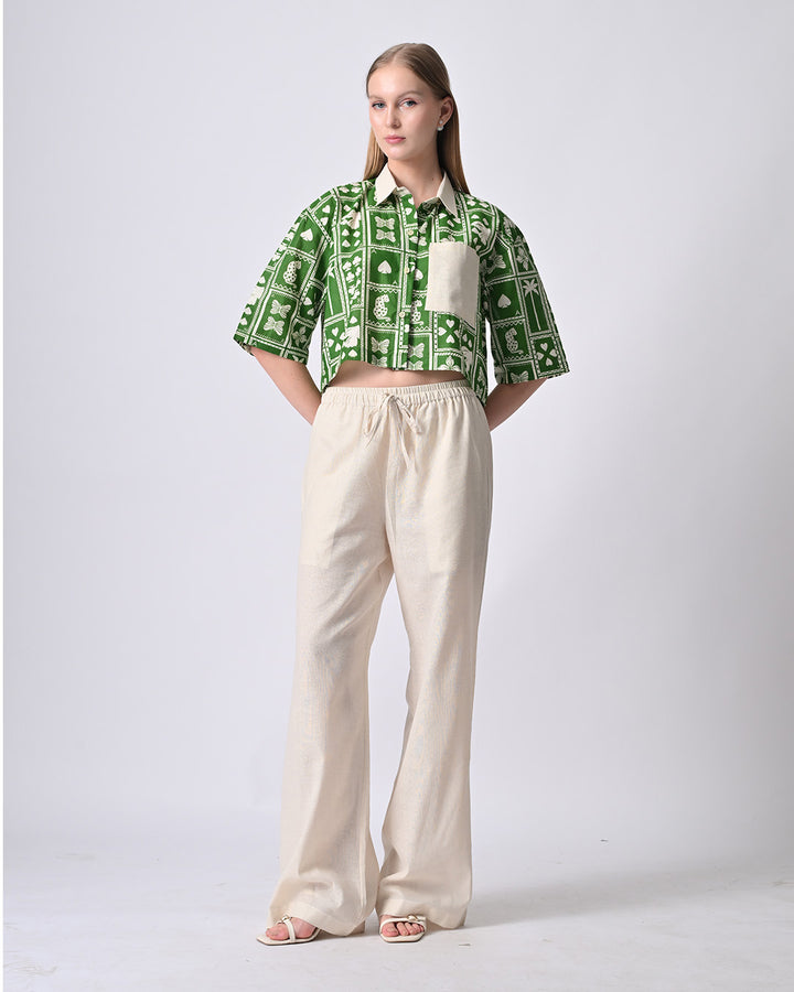 MOSS PRINTED CROP SHIRT (Green)