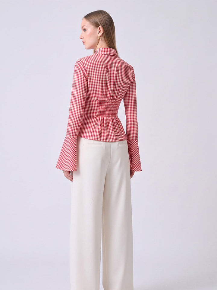 CHARLOTTE Gingham Tailored Top