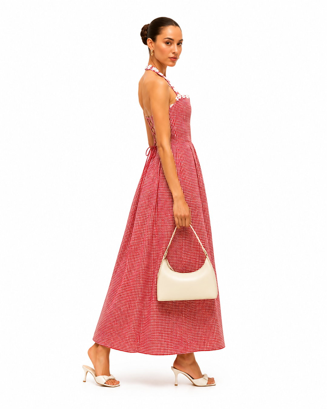 TESSA Red Gingham Midi Dress