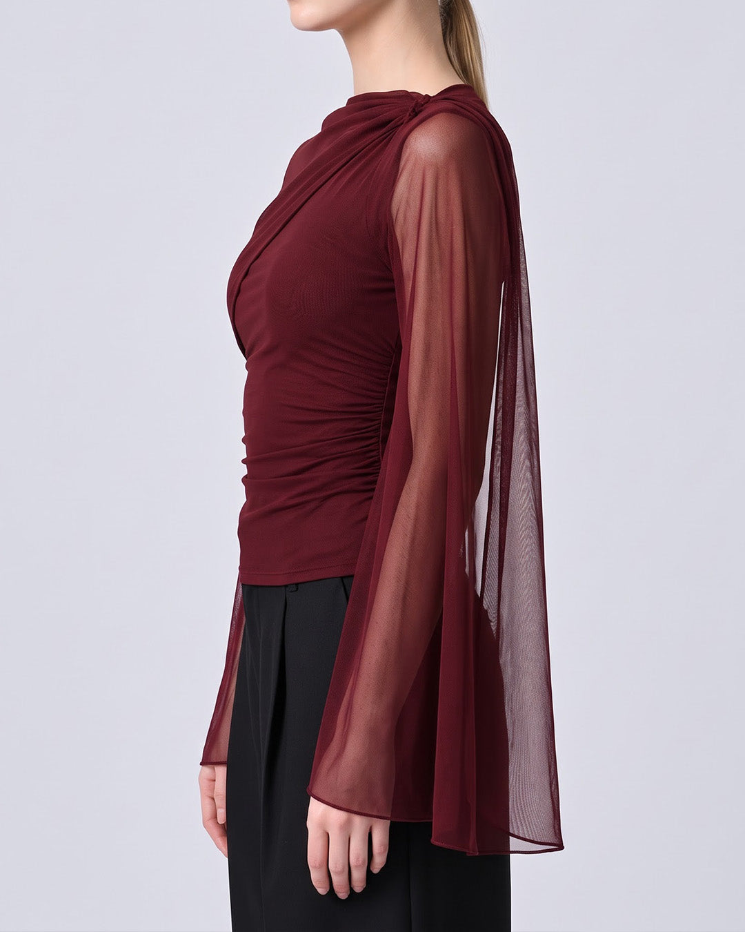 MAEVE Ruched Asymmetric Wine Top