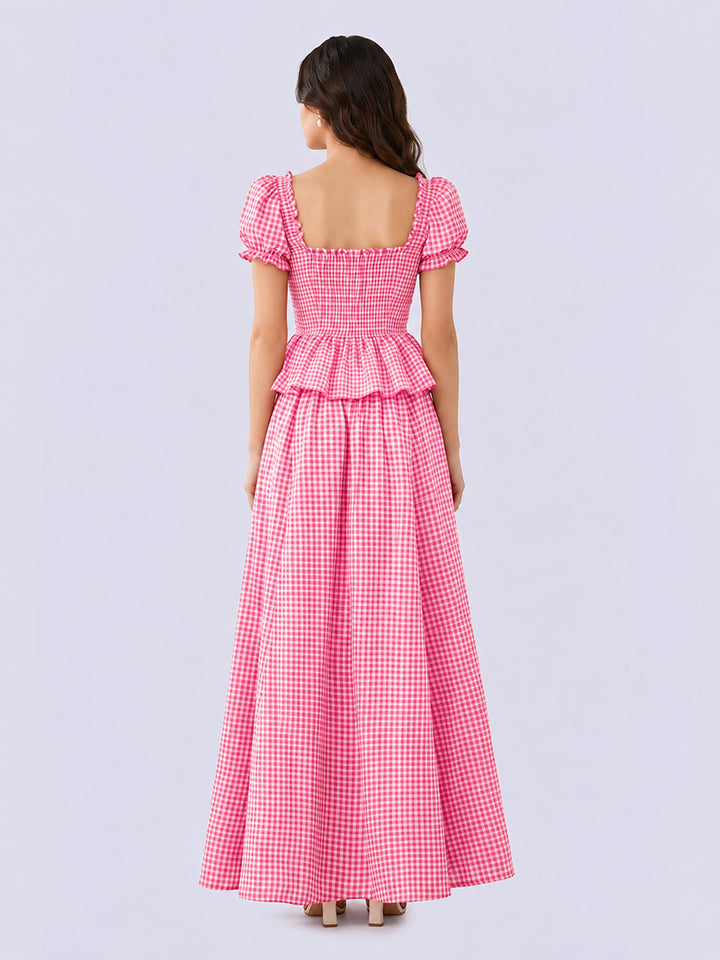 LUNABELLE Gingham Co-ord Set – Pink