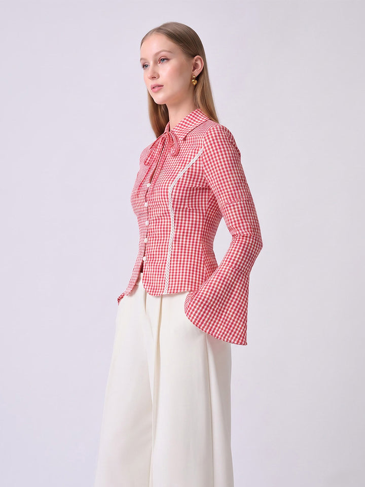 CHARLOTTE Gingham Tailored Top