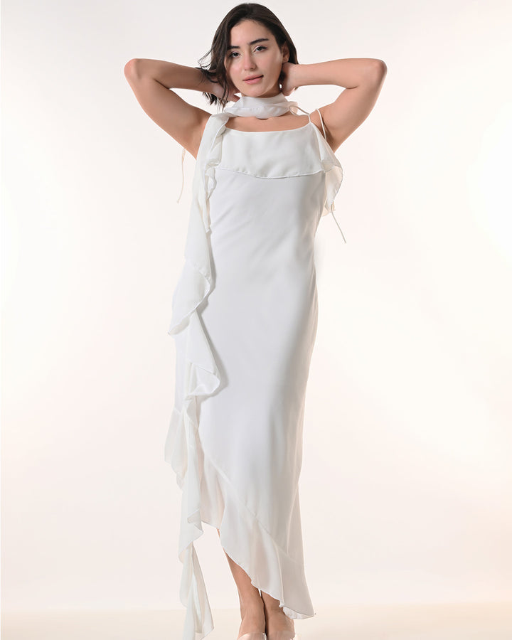 CELESTE white Georgette Western Dress