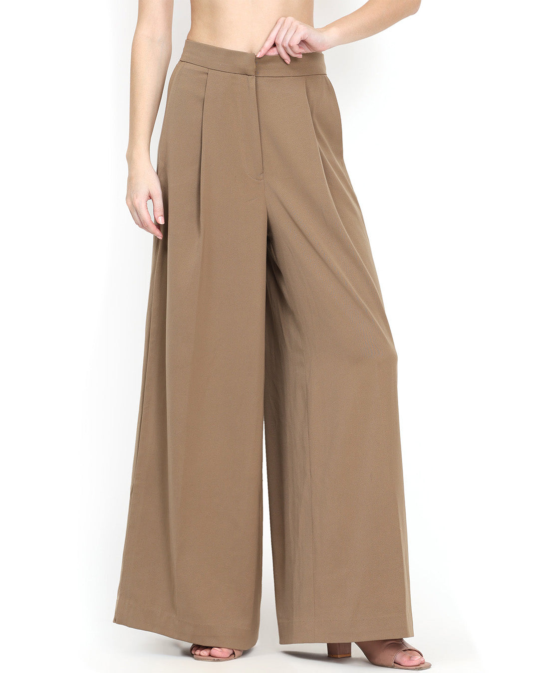 Nida, Loose Fit Western Wear Trouser Only (Almond)