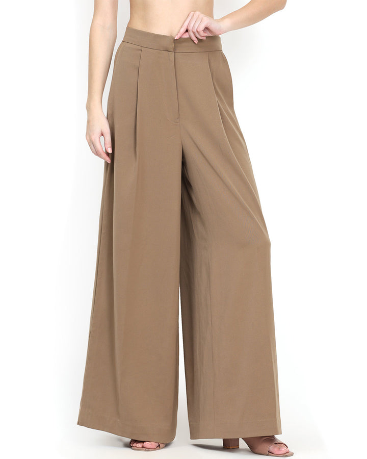 Nida, Loose Fit Western Wear Trouser Only (Almond)