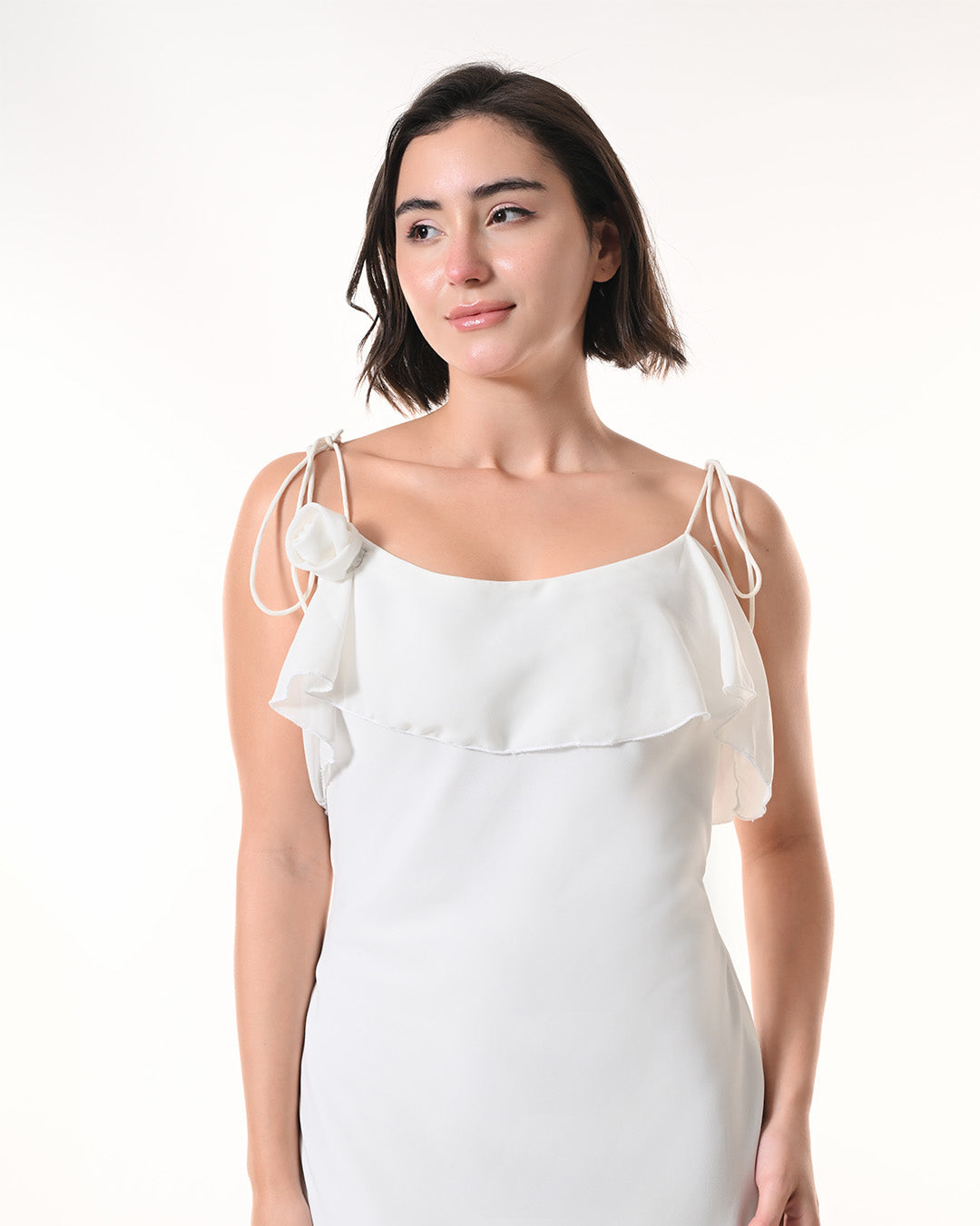 CELESTE white Georgette Western Dress