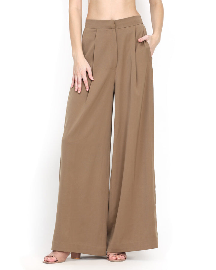 Nida, Loose Fit Western Wear Trouser Only (Almond)