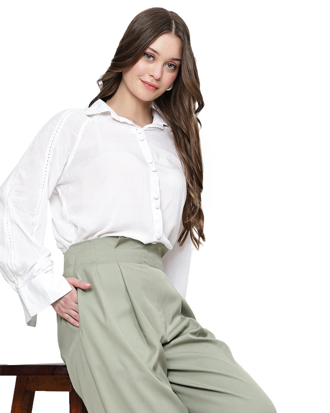 Almond, Rayon Shirt Only (Soft-White)