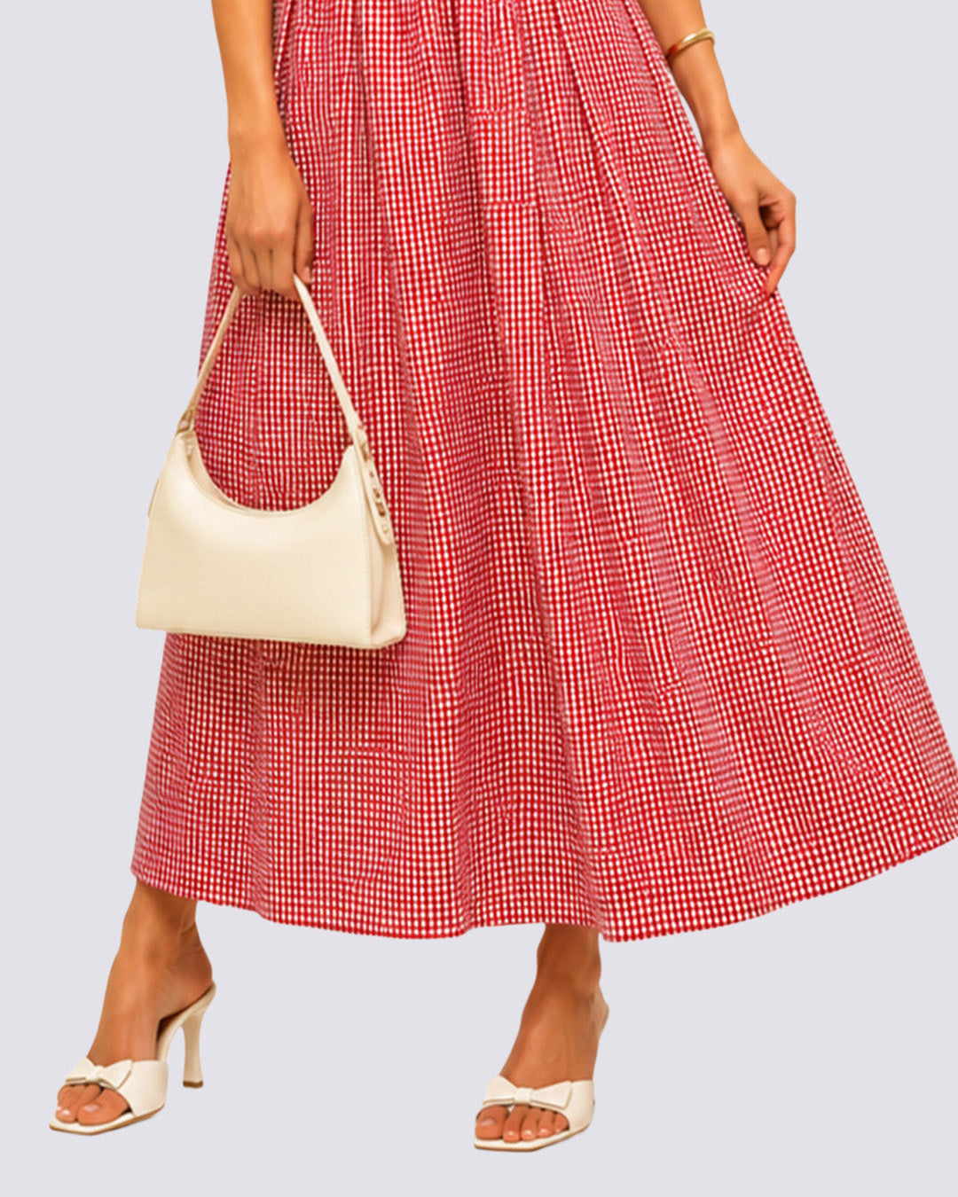 TESSA Red Gingham Midi Dress