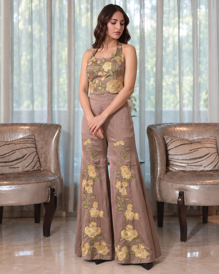 BELVIE, Indo Western Sharara Set (Brown)