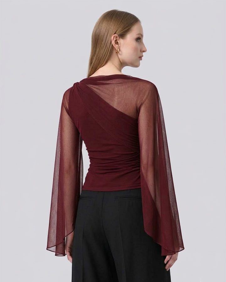 MAEVE Ruched Asymmetric Wine Top