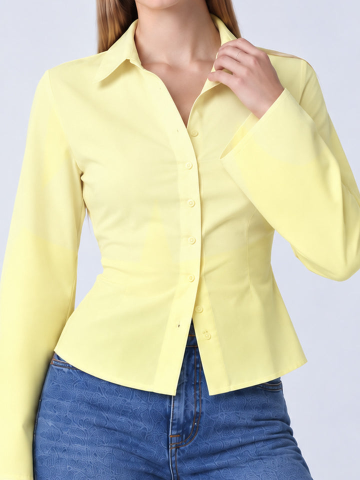 ZAYN Fitted Tie-Back Shirt Butter Yellow