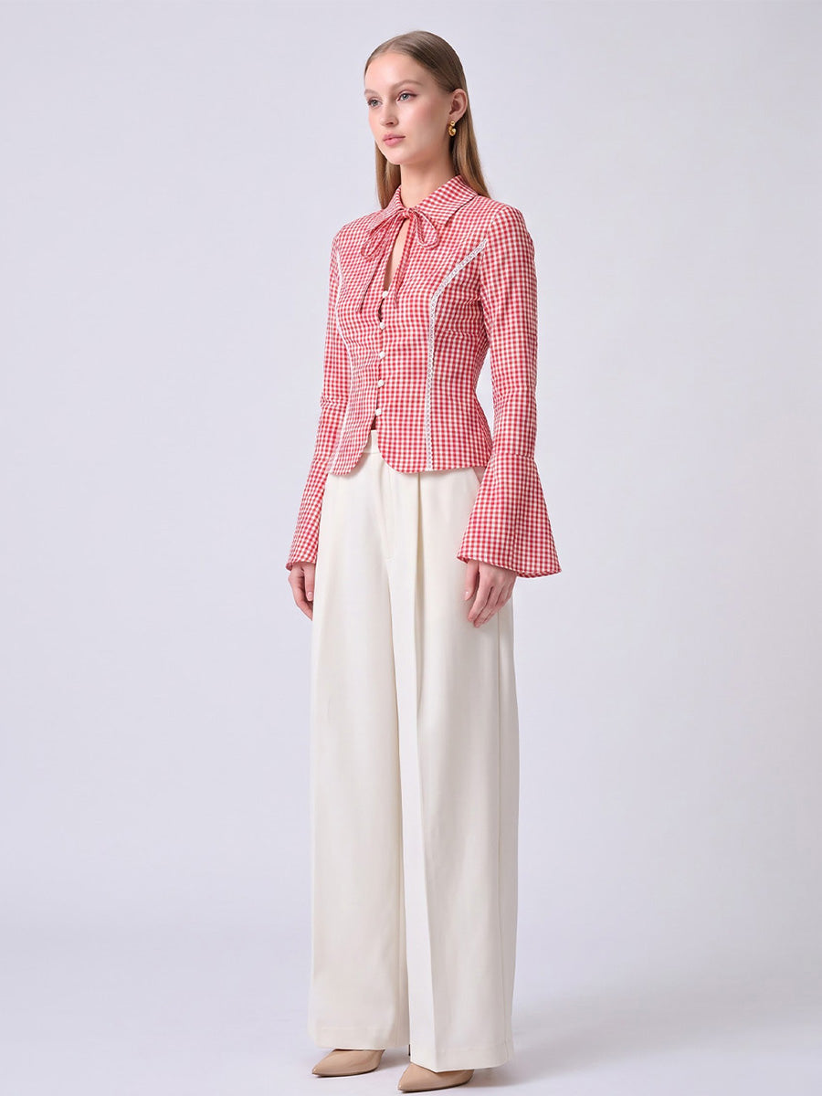 CHARLOTTE Gingham Tailored Top