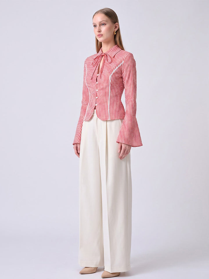 CHARLOTTE Gingham Tailored Top