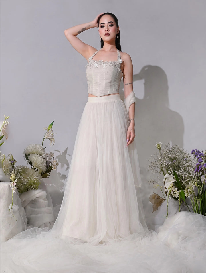 Selene Ivory Mesh Lehenga Set