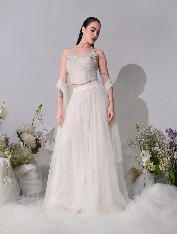 Selene Ivory Mesh Lehenga Set