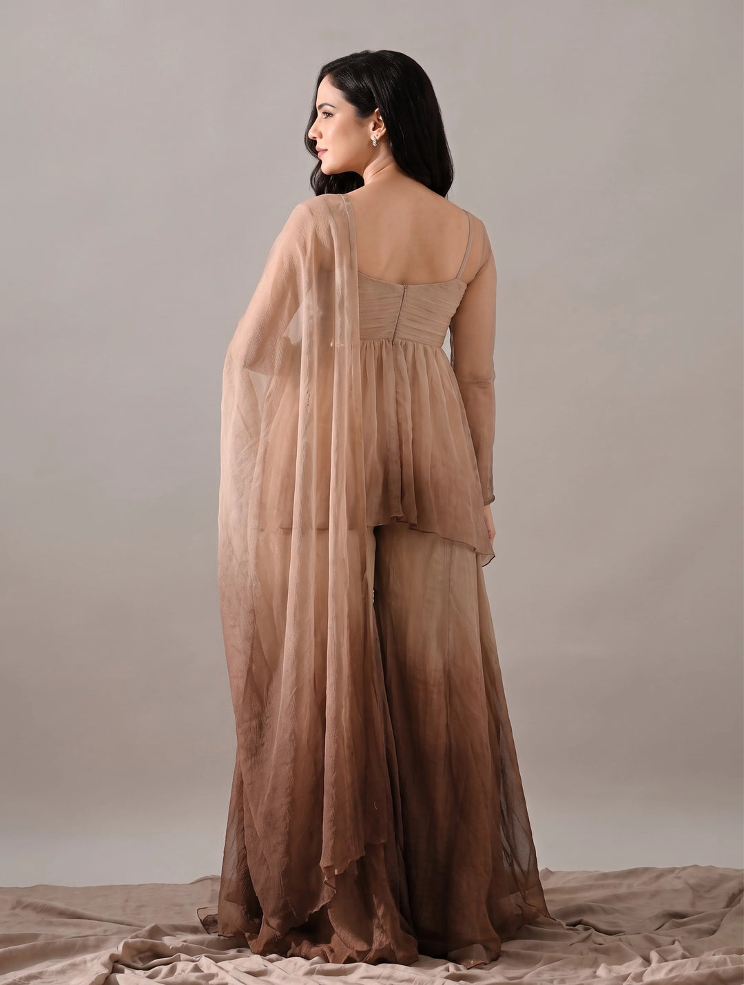 Zoya Brown Ombre Georgette Set