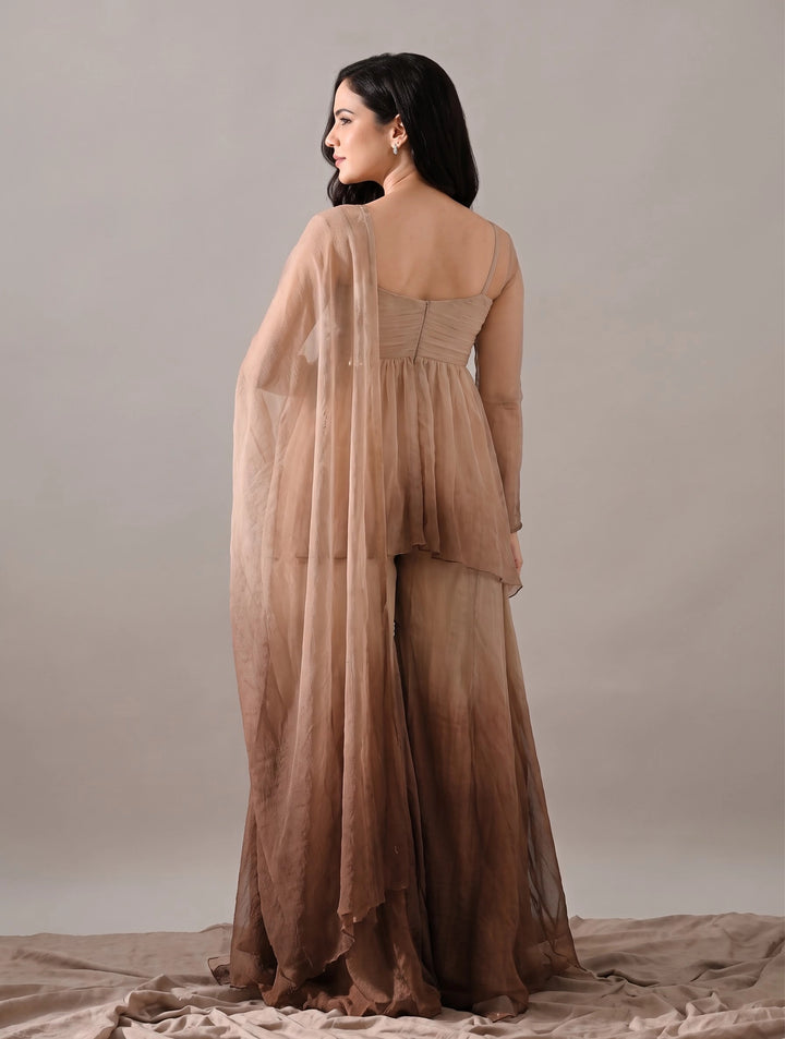 Zoya Brown Ombre Georgette Set