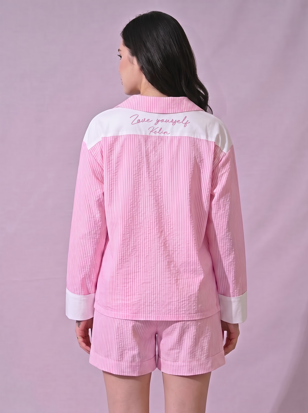 Blush Belle Pink Striped Cotton Pajama Co-Ord Set