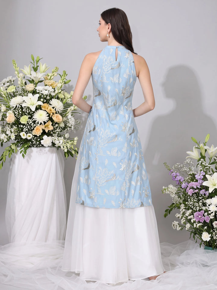 Ashna, Sharara Indo western set (Blue).