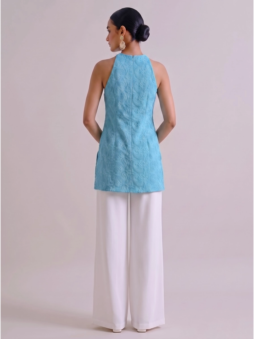 Anahi Chikankari Embroidery Co-ord Set (Blue)
