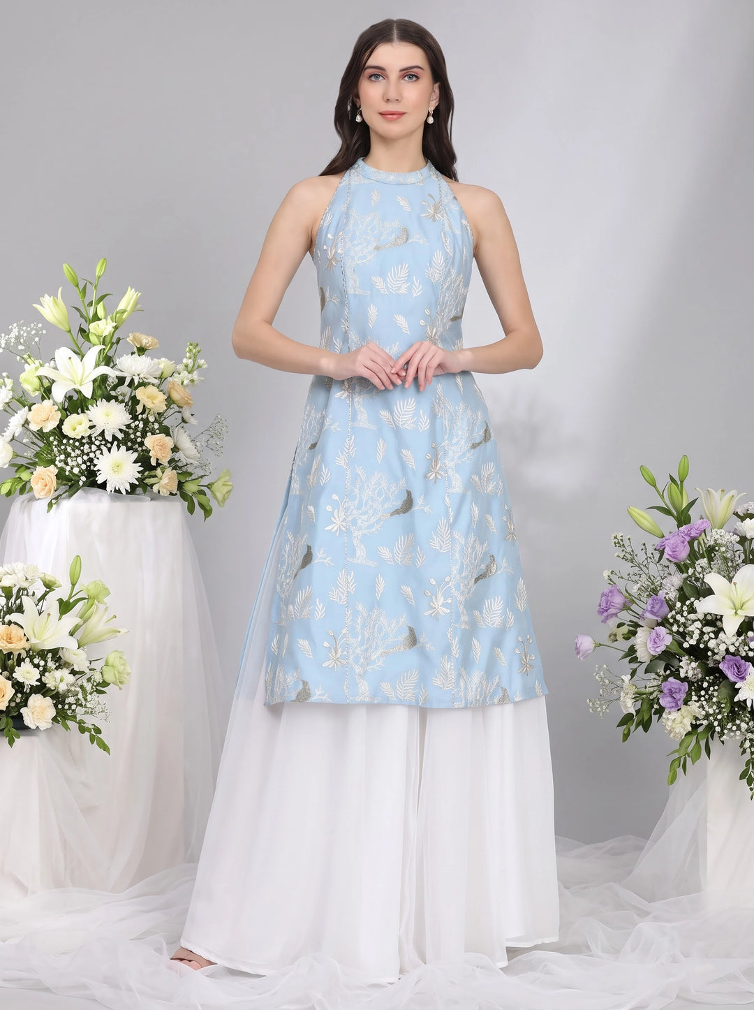 Ashna, Sharara Indo western set (Blue).