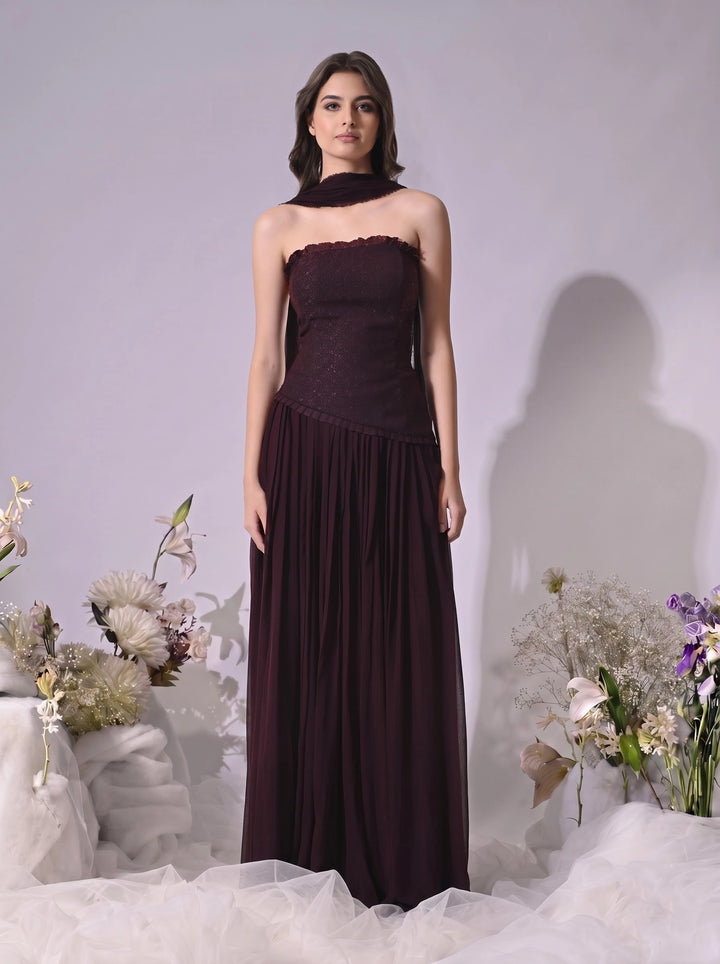 Mae, Indo Western Skirt Set (Wine)