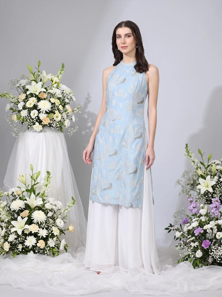 Ashna, Sharara Indo western set (Blue).
