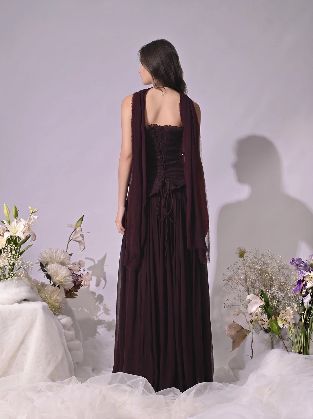 Mae, Indo Western Skirt Set (Wine)