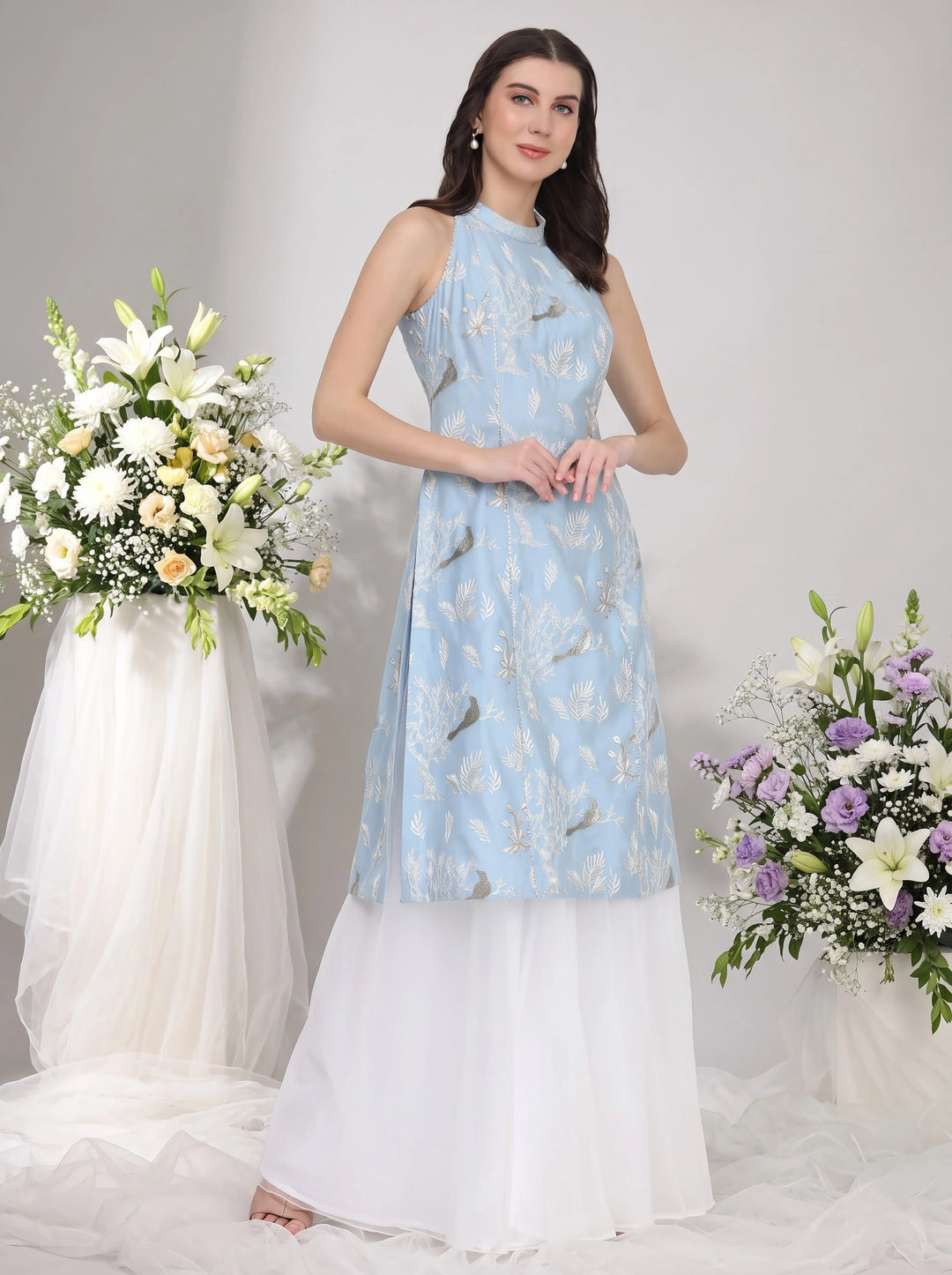 Ashna, Sharara Indo western set (Blue).