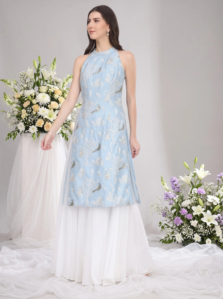 Ashna, Sharara Indo western set (Blue).