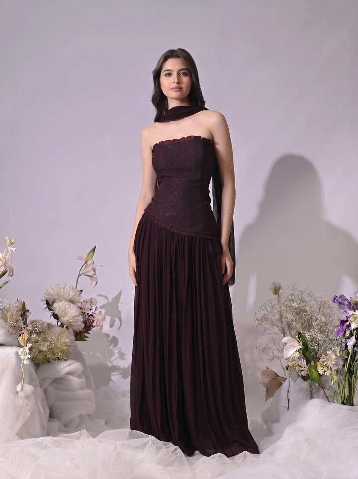 Mae, Indo Western Skirt Set (Wine)
